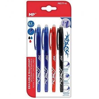 MP - Bolígrafos Borrables y Recargables con Punta de Bola, Tapa Removible, Boligrafos borrable con Goma de Borrar para Escuela Oficina Hogar, Punto 0.7 mm,Boli Bolis Boligrafo Borrable Bonitos Regalo