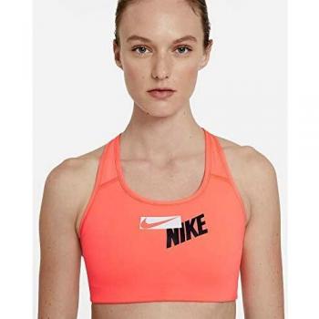 NIKE CZ4443-854 W NK Swoosh Logo Bra Pad Sports Bra Womens Bright Mango/Dark Raisin/