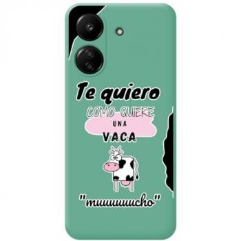 Funda Silicona Líquida Verde con Diseño de Vaca para Xiaomi Poco C65