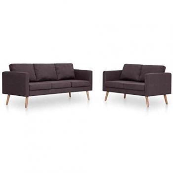 vidaXL Conjunto Sofá 2 y 3 Plazas 2 Piezas Tapizado Tela Estructura Patas Madera Diseño Moderno Cojín Asiento Respaldo Sillones Salón Sala Gris Taupe
