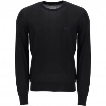 Versace Black Medusa Embroidered Wool Blend Pullover for Men - Size 46