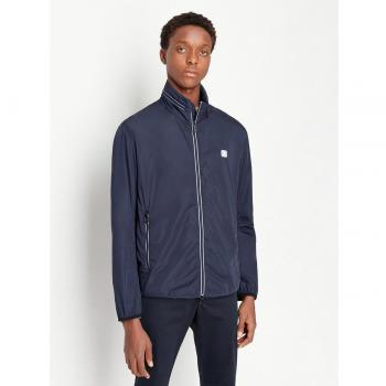 Armani Exchange Men's Lightweight Hooded Windbreaker Jacket - Solid Color, Zipper, Pockets