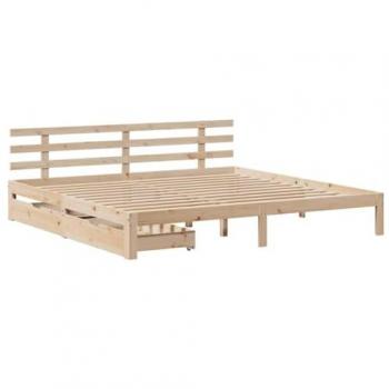 Cama redonda húmeda con cajones 180x200 cm en madera maciza de pino