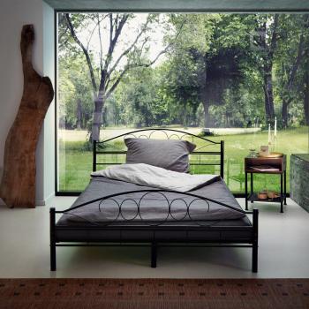 Cama doble Art para dormitorio con estructura de acero y somier incluido, estructura estable y robusta, incluye somier de madera de álamo, diseño atractivo y atemporal