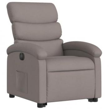Sillón eléctrico reclinable elevable de tela gris taupe