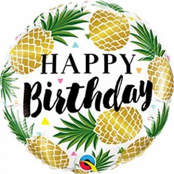 Qualatex 57277 - Globo de látex Redondo de piña Dorada para cumpleaños, 45,7 cm