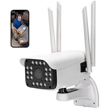 Cámara de Vigilancia Aigostar 1080P Exterior/Interior WiFi Doble Antena PTZ, Visión Nocturna y Detección de Movimiento IP66