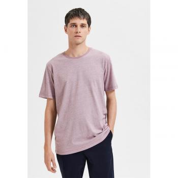 Camiseta Selected rayada granate manga corta para hombre