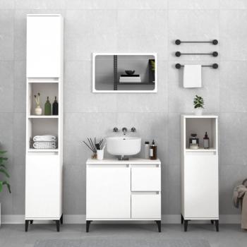 Armario de baño blanco 30x30x190 cm madera contrachapada