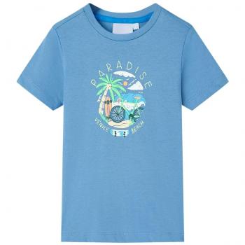 Camiseta infantil azul medio 116