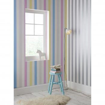 Superfresco Easy Silver/White Metallic Stripe Wallpaper