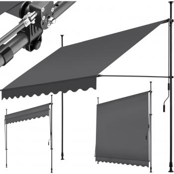 Toldo plegable para balcón Tectake con manivela, ajustable en altura, estructura de acero con revestimiento en polvo, cilindro de aluminio ligero, barras telescópicas con pies roscados para montaje rápido y sencillo