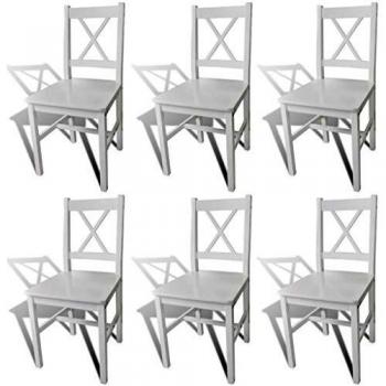 vidaXL Dining Chairs 6 pcs White Pinewood