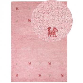 Alfombra Gabbeh de Lana Rosa Fucsia 160 x 230 cm Hecha a Mano con Motivo del Viejo Oeste