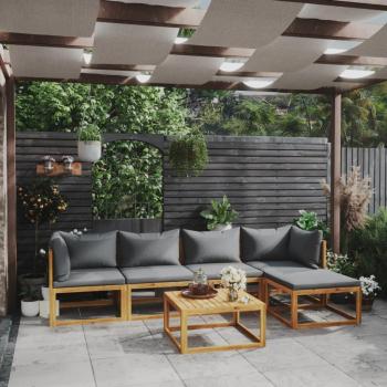 6-Piece Solid Acacia Wood Garden Lounge Set with Cushions