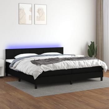 Colchón de cama box spring de muelles con tela LED negra 200x200 cm