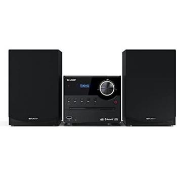 Sharp XL-B517D(BK) Sistema de Sonido Estéreo Microcadena con Radio DAB, DAB+, FM, Bluetooth 5.0, Reproductor CD-MP3 y USB, Altavoces de Madera 45W - Color Negro