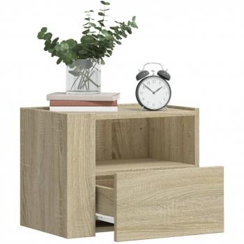Mesitas de noche de pared 2 unidades roble Sonoma 45x30x35 cm Marrón