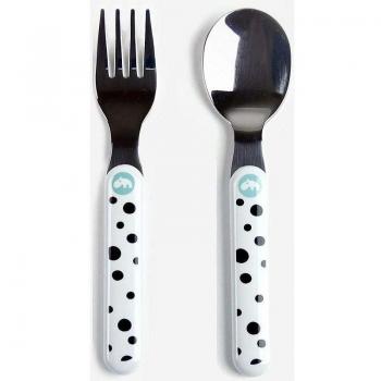 Done by deer 10559 - Set 2 cubiertos con diseño happy dots, color azul