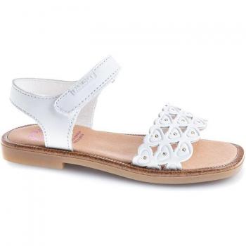 Pablosky - Sandalias abiertas de niña en piel con cierre adherente, color blanco, modelo 427400