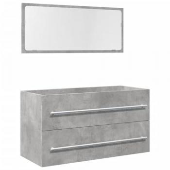 Juego de muebles de baño 2 piezas de hormigón de madera gris multicapa, incluye armario para baño y mueble de almacenamiento