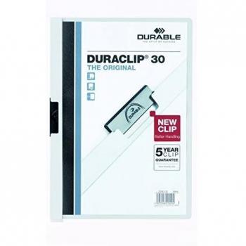 DURABLE Lot de 10 Chemises à clip DURACLIP ORIGINAL 30, format A4, Blanc