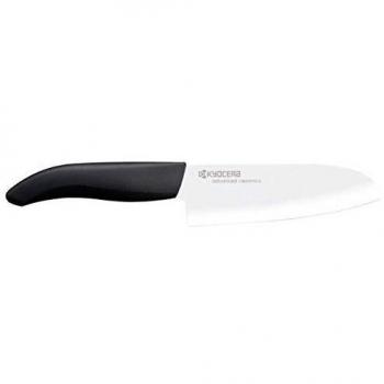 Kyocera FK-140WH Cuchillo Santoku de Cerámica con Mango Negro, 14 cm