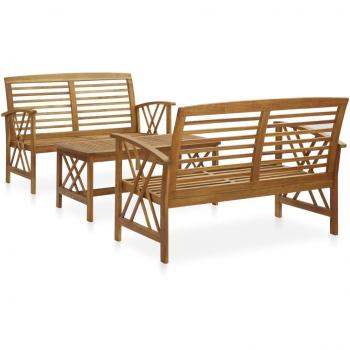 vidaXL 3 Piece Garden Lounge Set Solid Acacia Wood