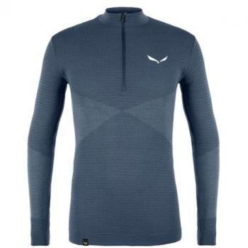 Camiseta técnica Salewa Zebru Med Warm Amr 1/2 Zip para hombre (Denim oscuro)