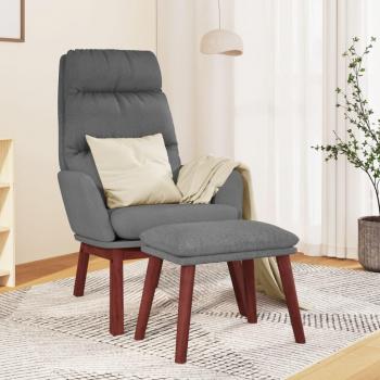 Sillón de Relax con Taburete en Tela Gris Claro