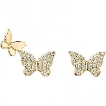 Pendientes asimétricos Butterflies de Plata 925 con baño de oro 18k