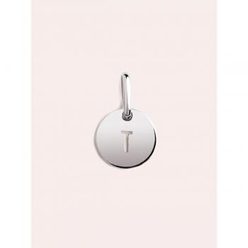 Charm Singularu Mini Medallion Letter - Colgante Inicial en Plata de Ley 925 con Acabado Baño de Rodio - Colgante Letras A - Z - Charm Combinable con Collar