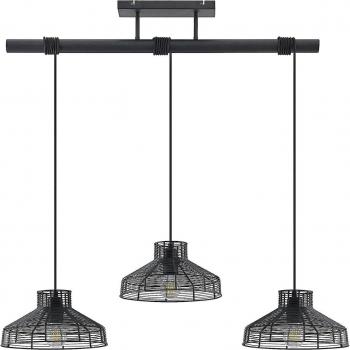 Lámpara colgante Karidotta de Lindby, moderna, en negro, hecha de acero, con 3 luces E27, ideal para salón y comedor