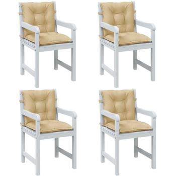 Cojines de silla de espalda baja 4 piezas de tela Beige Mélange 100x50x7 cm
