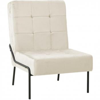 Sillón relax terciopelo blanco crema 65x79x87 cm