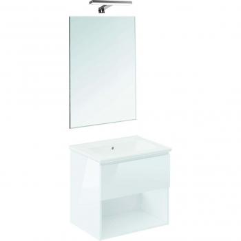 Conjunto de baño Cosmic BBEST con mueble suspendido, lavabo de porcelana, espejo y aplique