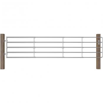 vidaXL 5 Bar Field Gate Steel (150-400)x90 cm Silver