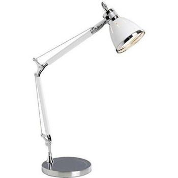 Lámpara de mesa Octavia E27 cromada/blanca, 1x40W, sin bombilla, con interruptor de cable