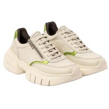 Zapatillas de Piel 1633 Athens beige Art para mujer, color Cream-metalizado, modelo con cordones