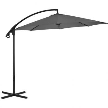 vidaXL Sombrilla Voladiza con Poste de Acero 300 cm Antracita Parasol Patio