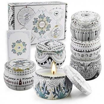 Tarot Scented Candles Gift Set of 6, Aromatherapy Candles, 180 Lasting Hours, Soy Wax Candle Gift for Women, Stress Relief, Birthday, Bath, Travel, Yoga, Air Refresh, Birthday, Anniversary
