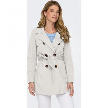 Only Women's Double-Breasted Trench Coat with Belt, Moonbeam