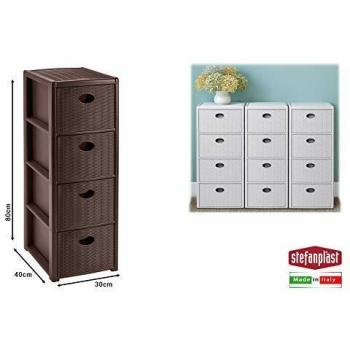 Cómoda Elegance Slim 4 Cajones Moka Stefanplast