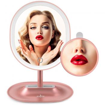 Espejo de Maquillaje LED Regulable de Anjou 5X Aumento Rotación de 120° para un Mueble de Maquillaje Maquillaje Cosmético