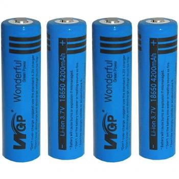 UltraFire - Set WGP maravilloso verde Potencia 4pcs 18650 4200 mAh 3,7 V Li-ion de litio de alta capacidad button Top batería recargable para Ultrafire Linterna LED CREE LED faro linterna frontal ecigarette e-cig e-cigar eLiquid Mod
