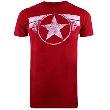 Marvel Cap Logo Camiseta, Antique Cherry Red, S para Hombre