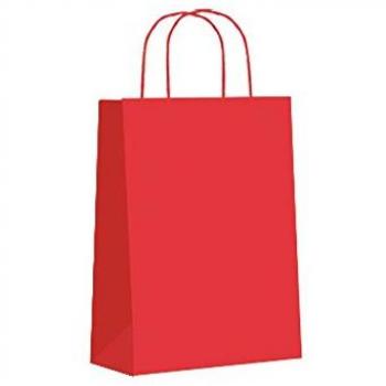 SIN MARCA Paq.25 bolsas papel asa retorcida formato xs 18+8x24cm 90gr rojo 02004092