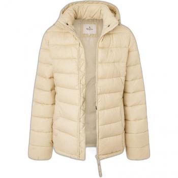 Pepe Jeans Maddie Plumífero Acolchado Beige con Cremallera y Capucha Desmontable para Mujer