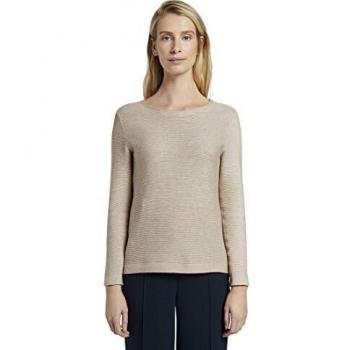 Tom Tailor Ottoman Pullover Suéter pulóver, Desert Sand Melange, L para Mujer