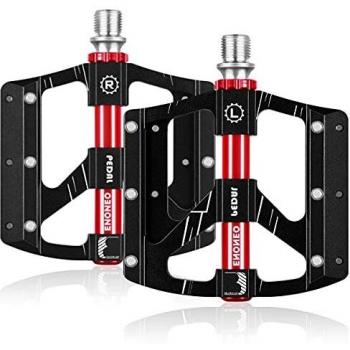 ENONEO Pedales Bicicleta Aluminio Antideslizante 9/16 Pedales Bici Montana con 3 Sealed Cojinetes y 114mm Ensanchado Superficie Pedales MTB Plataforma para BMX Bicicleta Carretera
